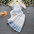 Heavy embroiderflower vest skirt elegancesuit women's summerslimming looklooseeleganttwo-piece setwork clothing style