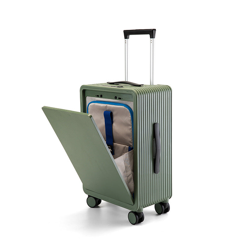 Small business mini lightweight small suitcase travel pc front open cover universal wheel silent 20 inch suitcase