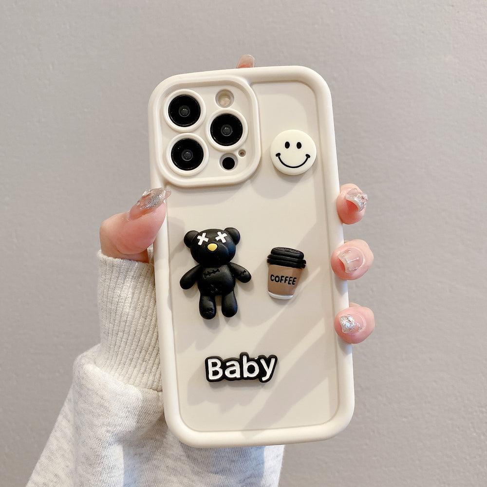 Gaozhu is suitable for apple 16pro stereo smiley face violent bear mobile phone case iphone12/11/xr all-inclusive protection