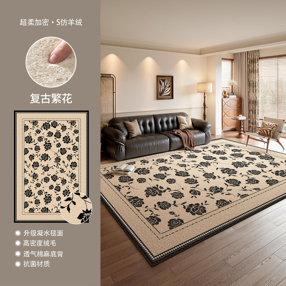 Carpet living room green new arrival medieval style stain-resistant waterproof floor mat no-wash and wipeable classy bedroom bedside floor mat