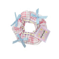 Blue sweet floral bow scrunchie hair tie - wholesale hair bands for ponytails, buns, and updos