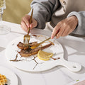 Scandinavianins marble gold pattern ceramic high-looking tray western food steak plate classy handle plate