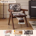 Used wabi-sabi style light luxury solid wood chair chandigarh home chair retro armchair stool high back dining chair