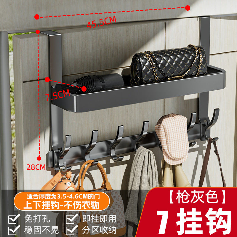 Double-layer storage rack behind the door, strong load-bearing, punch-free wall-mounted clothes hanger, door-mounted clothes and hat storage rack