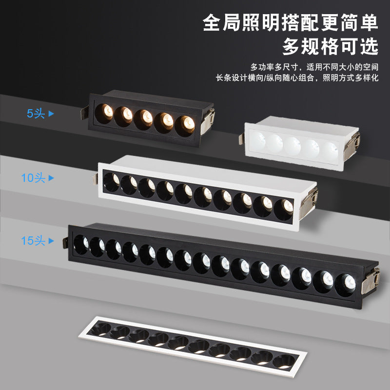 Line light embedded narrow frame spotlight grille light LED ceiling light modern living room strip without main light lighting