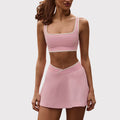 Shockproof with chest pad high elastic brushed fitness tops tennis skirt halter sports intimates short skirt yoga suit for women