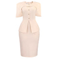 D628 cross-border  african plus size women's cloak elegant buttoned bodycon ol faux two-piece foreign trade dress