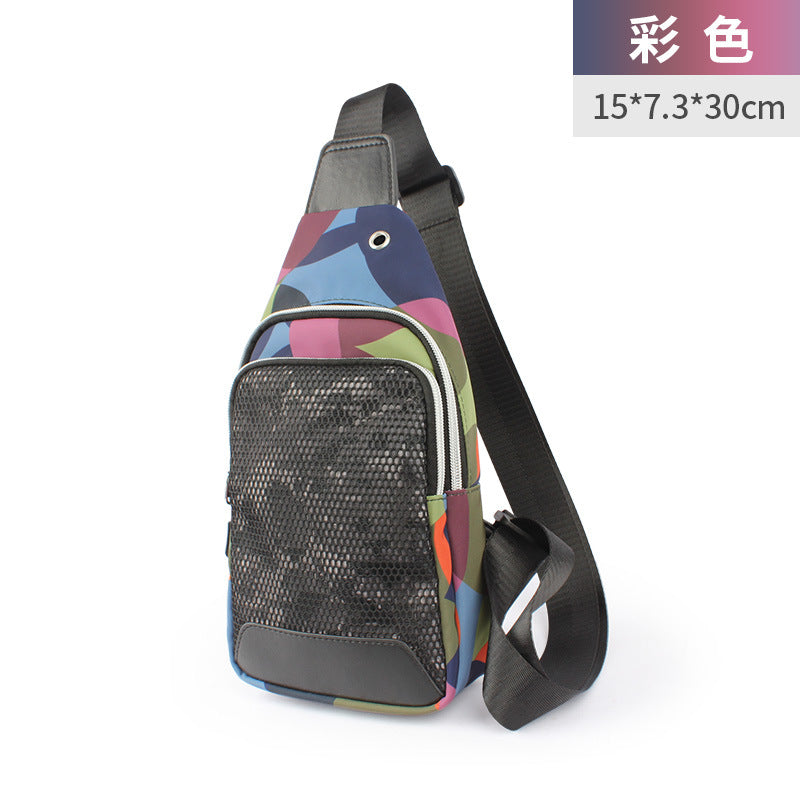 Customized trendy brand men's breast bag Oxford cloth sports shoulder lulu messenger bag multi-functional outdoor mobile phone bag custom