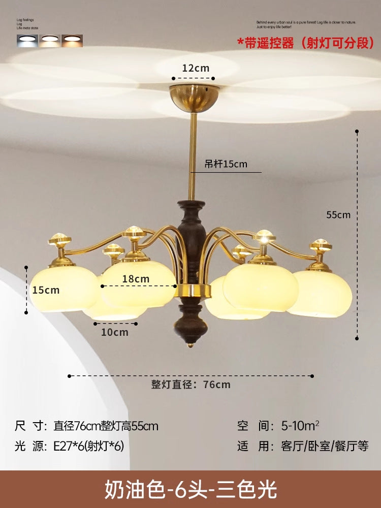 Medieval vintage American retro persimmon lens projection living room chandelier study bedroom dining room eye protection lamp