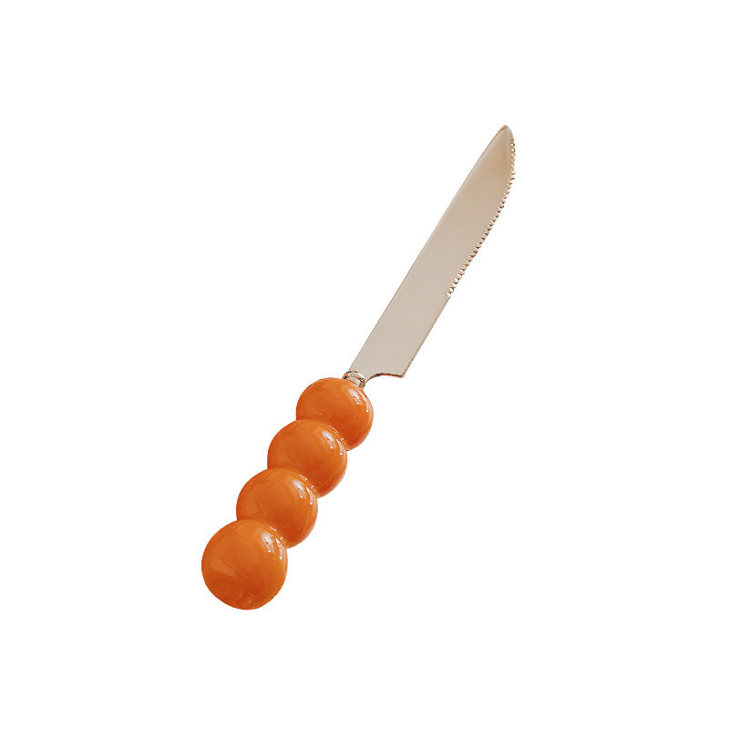 Luxury thickened ceramic handle cutlery set - high-end tableware, food-grade stainless steel forks and spoons for hotels, restaurants, wholesale