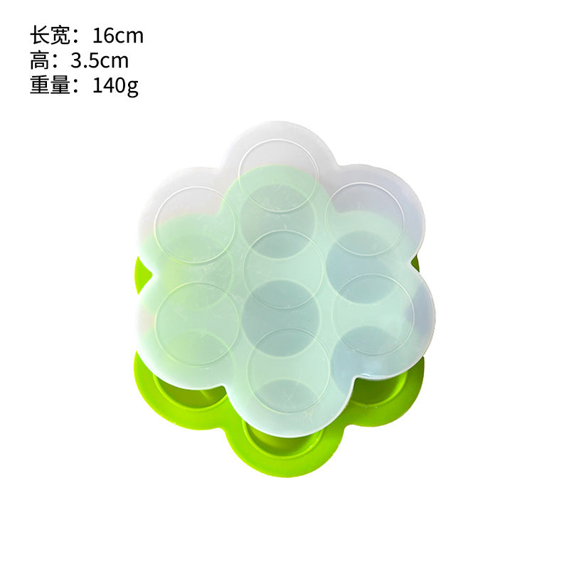 7-Hole silicone complementary food box, ice compartment with lid, baby food crisper, air fryer, pressure cooker, steamed egg mold