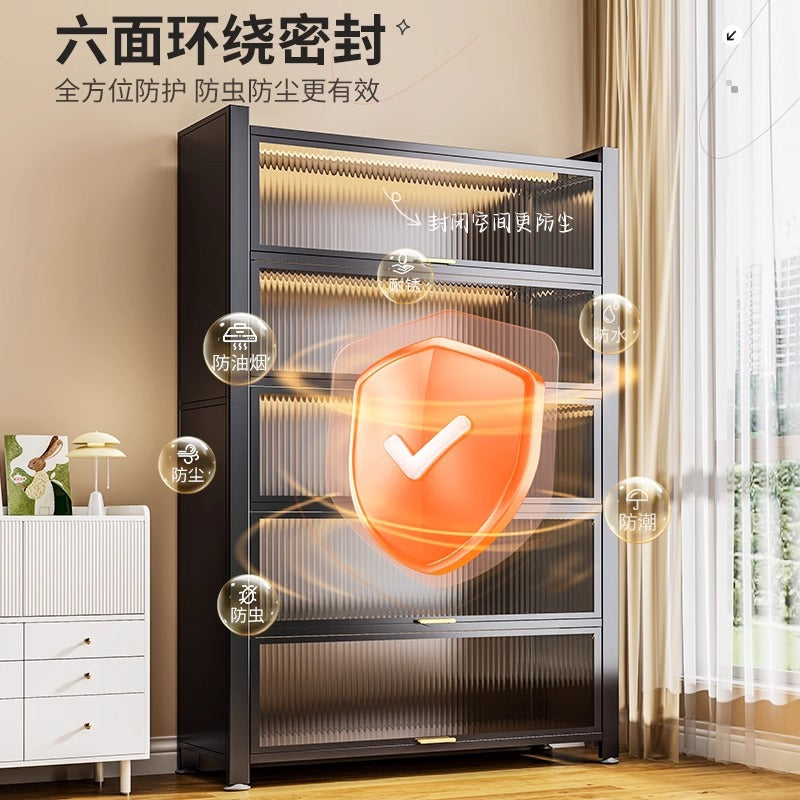 Kitchen storage rack with door, dust-proof storage cabinet, floor-standing multi-layer multi-functional cupboard, sideboard, cupboard, storage cabinet