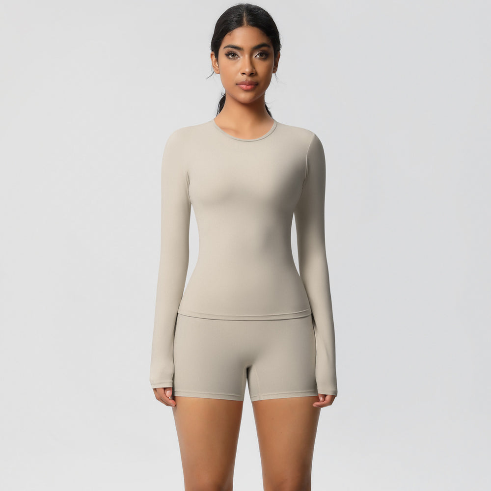 new arrival: seamless, barely-there long-sleeve t-shirt yoga set - quick-dry, breathable, outdoor running & fitness apparel