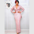 e-commerce african women's clothing, multi-color v-neck sequin long-sleeved mermaid evening gown, european and american style dress