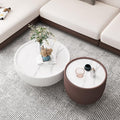 Nordic light luxury coffee table modern living room table small apartment size combination round rock slab leather creative bowl coffee table