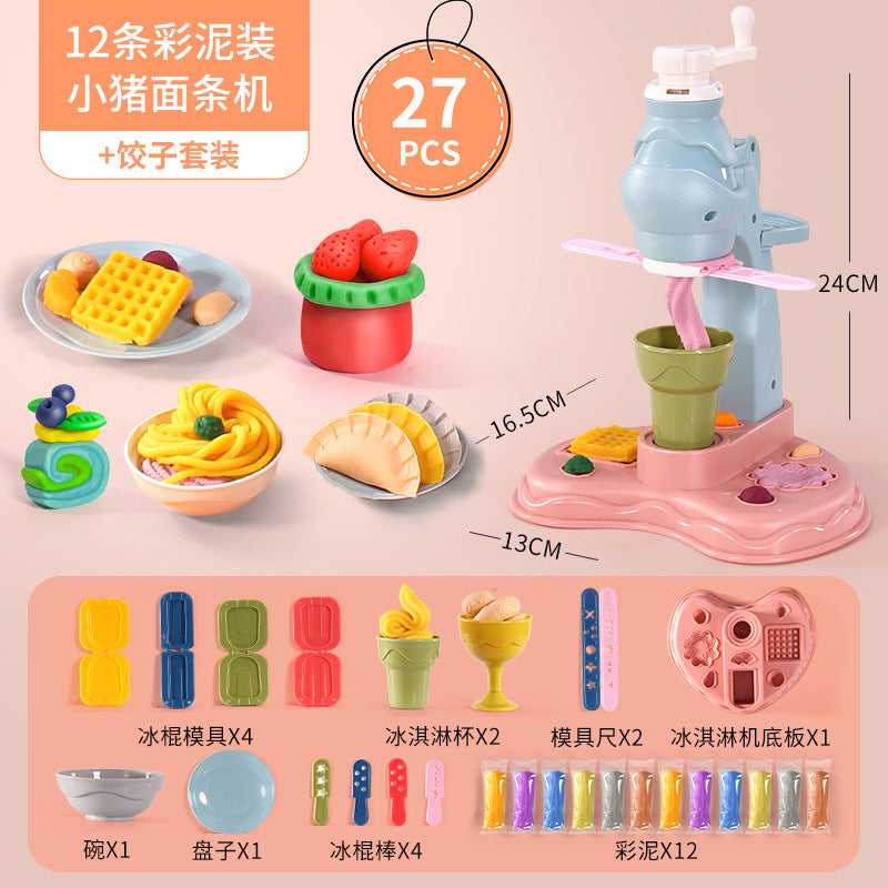 Piggy noodle maker tool suit color clay kids toy plasticine mold handmade clay play house production for men and women