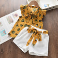 Girls' fashionable and stylish outfit set -  summer korean style short sleeve and shorts cute children's two-piece set - wholesale supply