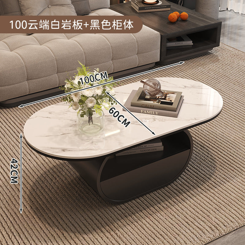 Cream style oval slate coffee table casual living room accessible luxuryfor homemodern combination new arrival small apartment coffee table