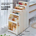Kitchen slit storage rack with wheels 10cm ultra-narrow refrigerator slit storage cabinet bathroom living room storage cart floor-standing