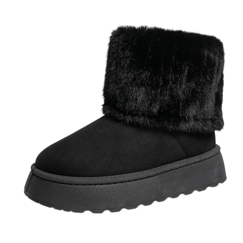 new arrivalthick sole round toe flip-top fur short snow boots cross-border platform bottomheattechfleece-linedthickened cotton boots