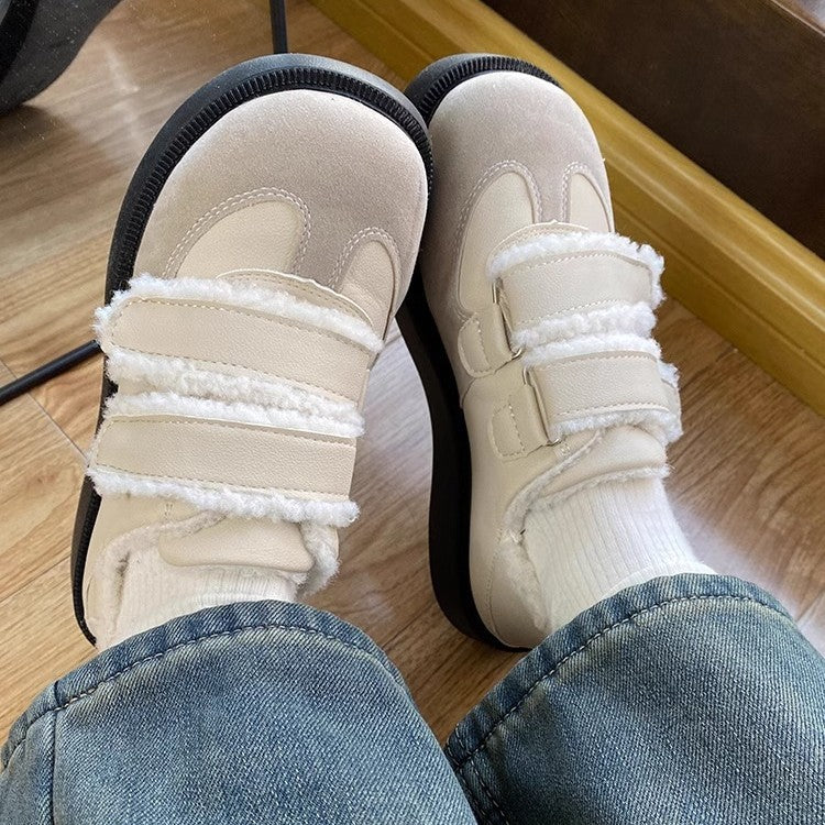 2026 fall/winter new retro fashion versatile velcro birkenstock-style flat comfort soft sole casual cotton slippers for women