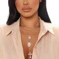 Long cross necklace wholesale fashion cross-border diamond pendant female elegant multi-layer virgin thanksgiving clavicle chain