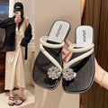 Women's slippers for outdoor wear - 2025 summer new arrivals: trendy, fashionable women's chunky heel flat sandals, thong sandals, and flip-flops