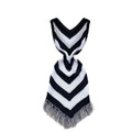 Women's vacation outfit: summer retro color block argyle slim fit asymmetrical tassel dress