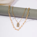 Gold-plated crystal pendant necklace wholesale cross-border new fashion thick line diamond accessories street style retrosweater chain for women