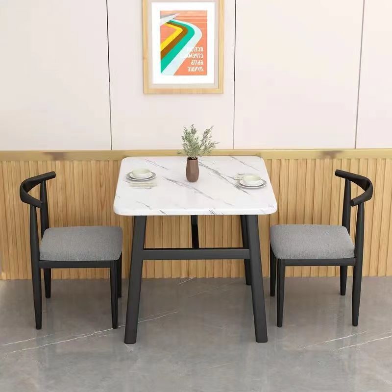 Luxury faux marble commercial dining table - rectangular dining table for wall-mounted use in rental properties, hotels, noodle shops, and restaurants - dining table and chair set