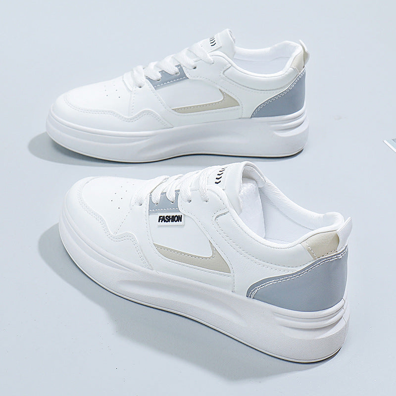 Women's white sneakers - 2025 spring new arrivals: versatile chunky sole shoes for students, korean style, ins & harajuku inspired athletic skate shoes