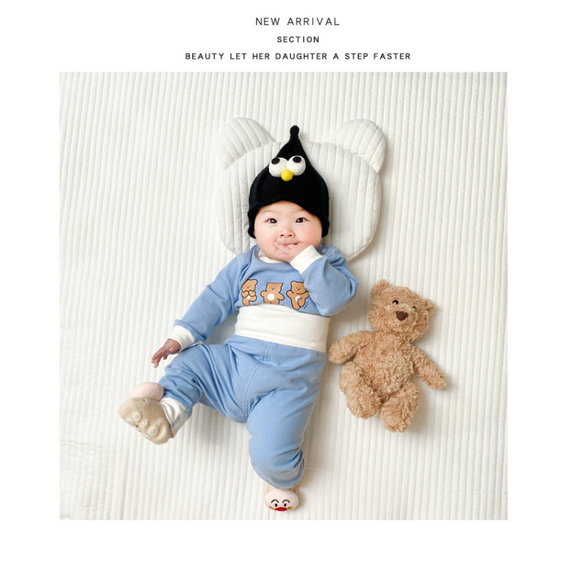 Infant and toddler long-sleeve underwear set - autumn/winter baby pajamas & loungewear - kids' warm, belly-protecting two-piece set