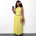 Lace-trimmed tank top summer set - sleeveless, backless, halter neck, flowy skirt - perfect for beach photoshoots (cross-border )