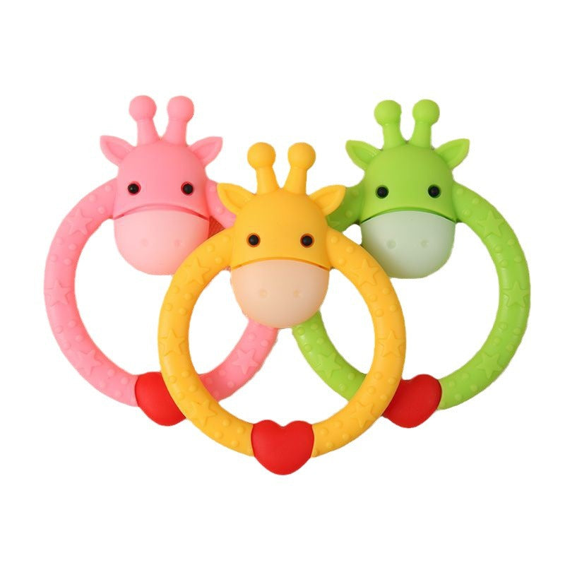 Cross-border food-grade molar stick, silicone ring deer, soothe the baby, eat hands, chew teething toys, teething babies