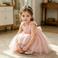 Girls' formal dress cross-border e-commerce vest dress with back bow, jacquard puffy skirt, birthday princess dress - ready stock wholesale