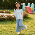 Spring new girls' embroidered bow denim pants - korean style, trendy and fashionable kids' trousers, children's clothing