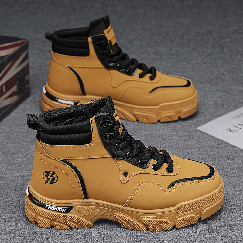 Boots for men 2025 spring new arrival british style retroworkwear rhubarb boots men's high-top outdoor waterproof leather boots