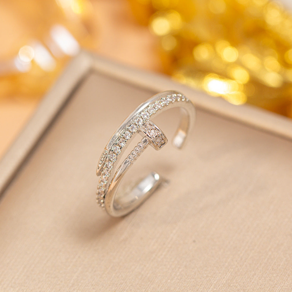 hot-selling design, full of diamonds, inlaid with zircons, exquisite women's openable adjustable rings, popular fashion accessories