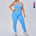 European and american plus size women's activewear set - barely there, high-stretch, breathable yoga outfit two-piece cross-border fitness set