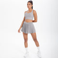 Cloud-feel quick-dry breathable anti-exposure undershirt tennis pleated skirt sports bra set for women's running, fitness, and yoga