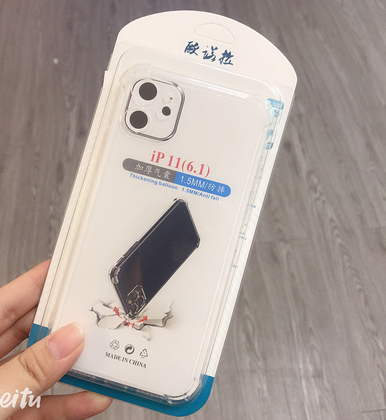 Suitable for iphone16promax thickened silicone anti-fall mobile phone case apple 11 four-corner transparent protective case manufacturer