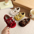 Vancahao  spring/autumn new girls' suede bow princess shoes ballet flats kids mary janes