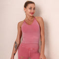 European and american seamless washed sports tank top women's slim fit striped sexy fitness vest high elasticity yoga bra