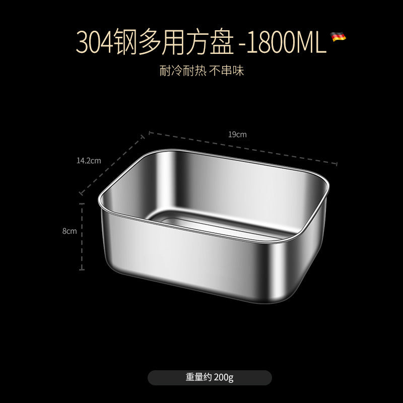 304 stainless steel crisper with lid large capacity refrigerator storage box food grade picnic portable box sealed lunch box