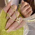 Forest style small fresh one-word buckle ring necklace handmade ins woven niche bestie elegant couple gift necklace