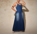Amazon  asia cross-border fashion new arrivalplus size women's clothing new arrival denim suspender longdress