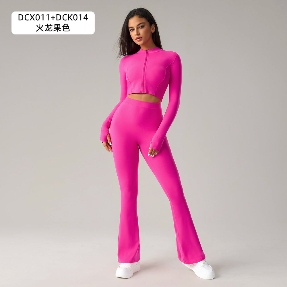 fashion tight butt lifting fitness yoga pants zipper long sleevesjacket push-up sports bra yoga suit
