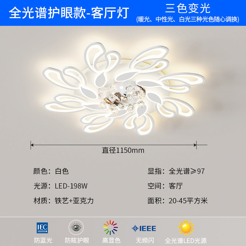Zhongshan Lighting Restaurant Eye Protection Package Combination Simple Modern Living Room Main Light Bedroom Crystal Suction LED Ceiling Light