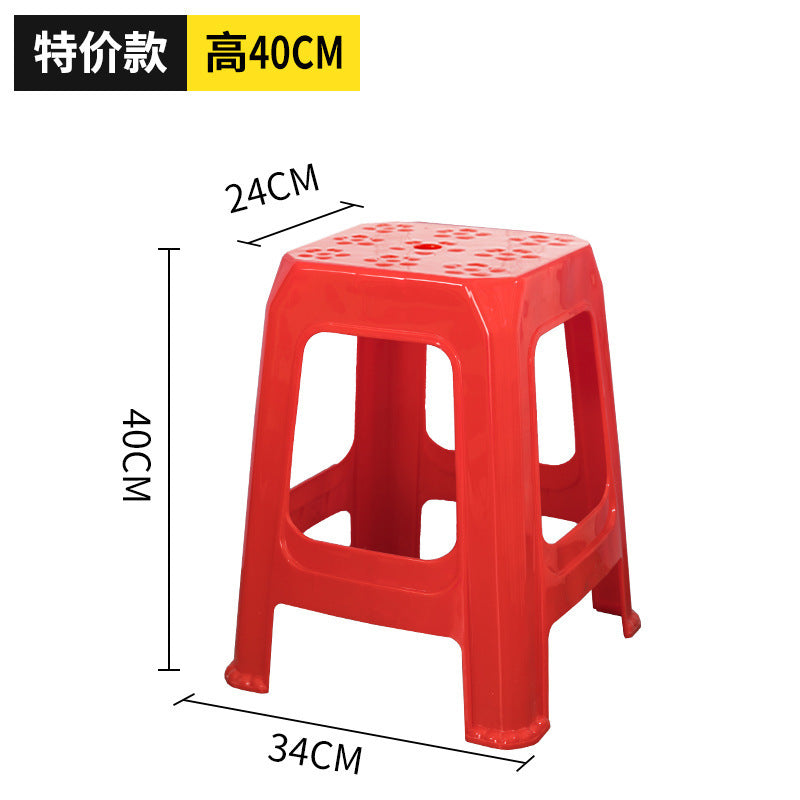 Extra thick red plastic stool cooked glue household thickened dining table stool plastic chair adult high bench high foot stool commercial