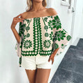 European and american style women's bohemian shirt dress - floral print, off-the-shoulder, vacation-inspired, loose fit, new arrival